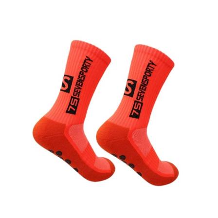 7S SEVENSPORTY New Men Anti-Slip Fotbollsstrumpor Hög kvalitet Mjuk Andas Förtjockade Sportstrumpor Löpning Cykling Vandring Orange 38-46