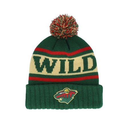 American Needle - NHL Grön pom Beanie - Minnesota Wild Pillow Line Knit Green/Cream/Red Pom @ Hatstore