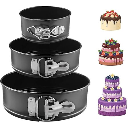 3-delad justerbar rund kakform i rostfritt stål med gångjärn (4 tum 7 tum 9 tum) (3 delar)