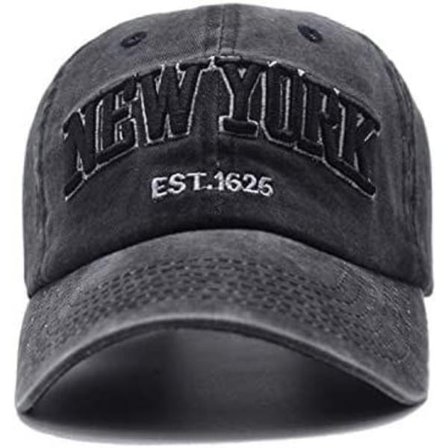 New York Letter Baseball Cap for Women and Men - Vintage Washed Denim Twill Hat for Women and Men
