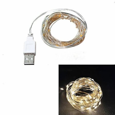 2m/3m/5m/10m Kuparilanka USB LED-valo Jouluköynnös Hääkoriste Yhteensopiva Koti Keiju Juhlien Kanssa