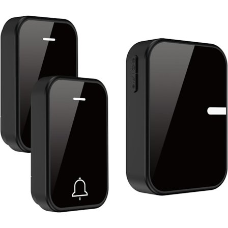 Trådløs dørklokke, vandtæt trådløs dørklokke til hjemmet, ingen batteridrevet ringdørklokke-sæt, 38 ringetoner 4 justerbar lydstyrke (2 knapper 1 