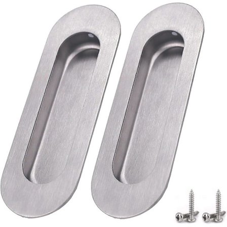 2-pakning Innfelt Håndtak Flush Rustfritt Stål Fingergrep Skjult Håndtak Sølv