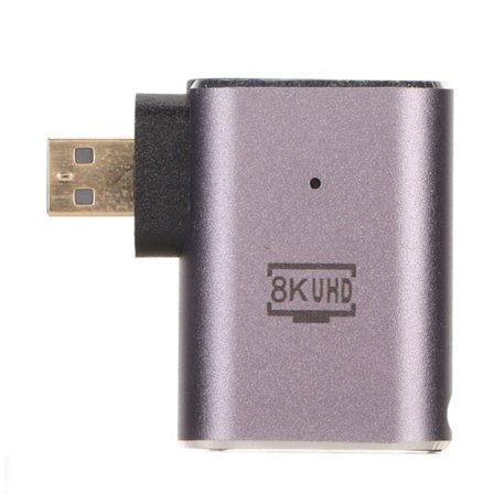 8K Mini D-formet rettvinklet HDMI hann til hunn adapterkonverter