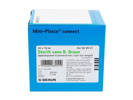 B. Braun Sterilt vann (til injeksjon), 20 x 10 ml