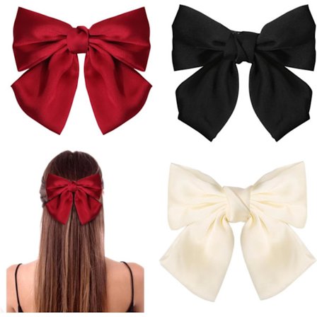 3 stk. Hårspænder med sløjfe, Hårsløjfer til kvinder, Stor sløjfe hårklemme, Sløjfe hårspænder, Elegante satin hårtilbehør til piger