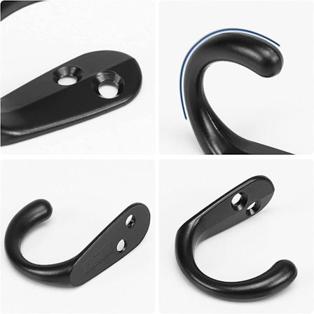 10 kpl musta yksittäinen koukku seinäkoukku vaatekoukku musta suihke varustettu kiinnitysruuveilla