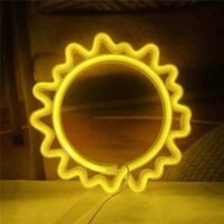 Aurinko Neon-valonäyttö LED-paneeleilla USB- tai koristekäyttöön