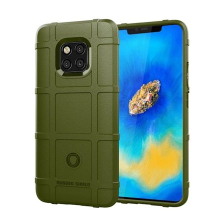 Huawei Mate 20 Pro chockskyddande fodral med rutnätstextur - Militärgrön