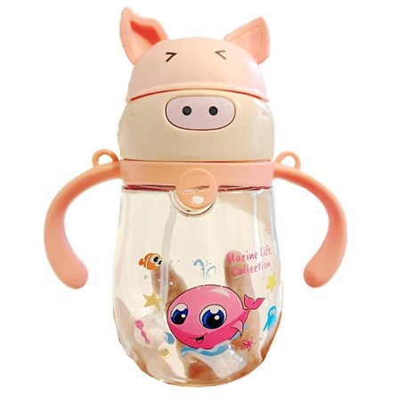 Baby Sippy Cup med tyngd sugrör, övergångsflaska, spillsäker småbarns kopp med handtag