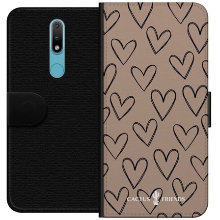 Yhteensopiva Lompakkokotelo Nokia Nokia 2.4 Cactus and Friends - Earthy Sketch Hearts