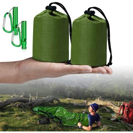 Nødsovepose - 2-delt - Nødteppe - Vanntett overlevelsesteppe - 210*90cm - PE