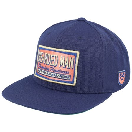 Bearded Man - Blå snapback Caps - Logo Patch Red/Blue Navy Snapback @ Hatstore