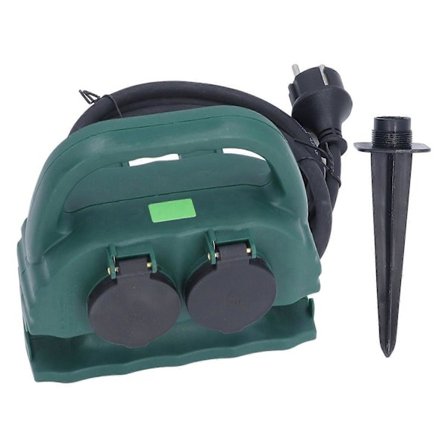 Hage Strømkontakt 16A 3680W 4 Uttak IP44 Vanntett Utendørs Strømstolpe med Håndtak Jordspyd