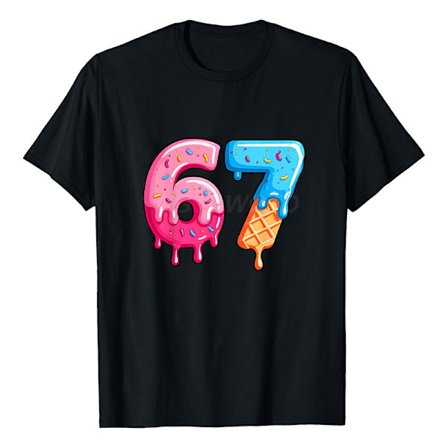 Six Seven Grafisk T-skjorte | Løs Passform Trykt Kort Erme Tee*XL*911-BK-Svart 1