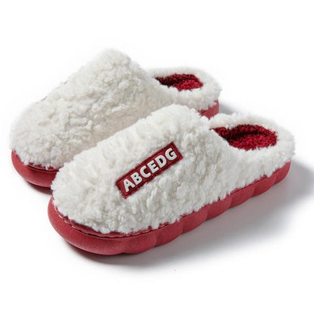 #Røde, myke tøfler i plysj (varme vintertøfler) for menn#