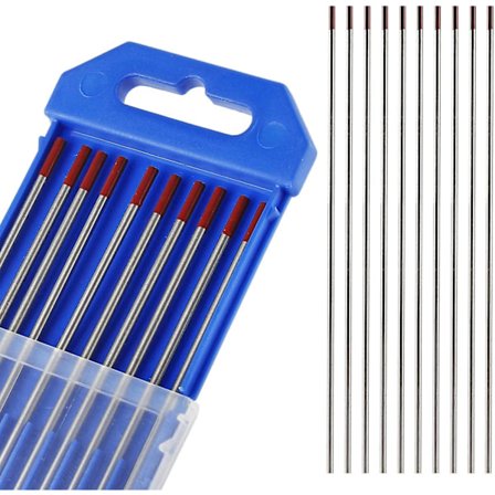 2023 10 X Tungsten Electrodes, Tig Welding Tungsten Electrode Wt-20 2.4 X 175mm Needles For Tig Welding (red)
