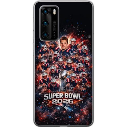 Kompatibelt Mobildeksel til Huawei P40 Super Bowl 2026 plakat med New England Patriots og NFL-trofe i eksplosiv sportsdesign