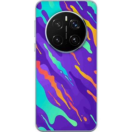 Kompatibel Mobilcover til Honor Magic7 Pro Farverigt abstrakt mønster med flydende former i lilla, turkis, gult og orange.