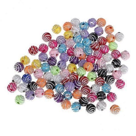 4x100 Blandade Färger Resin Runda Lösa Pärlor för Smyckestillverkning 8mm