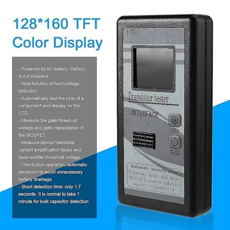 Transistor, Motstand, Diode og Kondensator Tester med Fargeskjerm