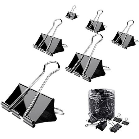 Musta pitkä häntäpidike, 90 kpl talouspidike, metallimapin pidike, muistiovihkon pidike, toimistotarvikkeet