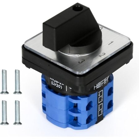 Yleiskäyttöinen 4-asentoinen pyörivä kytkin, 8 liitintä, 20A, LW26-20/2