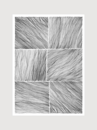 Poster med abstrakt tecknade linjer i böljande mönster | Kunstary.com, 40x50 cm