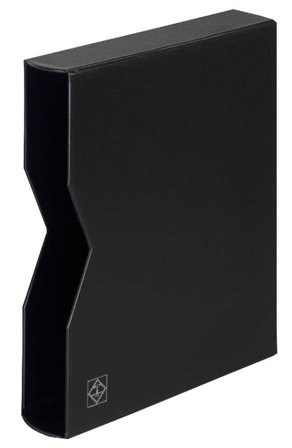 Kassette til indstiksbog - Sort - 64 sider - str. A4 - polstret læder