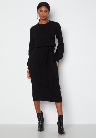 BUBBLEROOM Amira knitted dress Black Klær