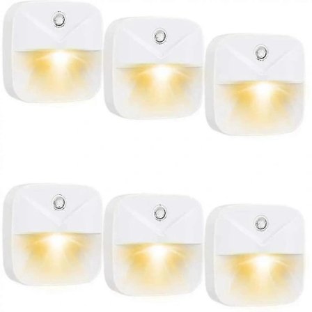 6-pakning Sensor Nattlampe Intelligent LED Nattlampe Induksjonsnattlampe Varm LED Sensorlampe