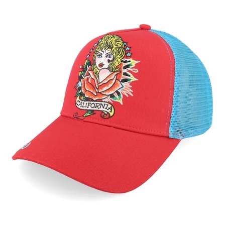 Ed Hardy - Rød trucker Caps - California Dreamer Red/Blue Trucker @ Hatstore