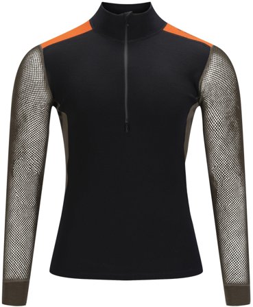 Aclima WoolNet Hybrid Mockneck kerrastopaita, Jet Black/Tarmac/Gold Flame