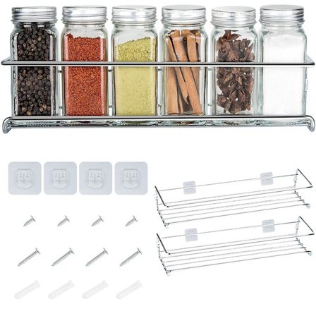 Metal Krydderihylder - Sæt med 2 - Til Krydderier, Som Køkkenhylde, Skabsindsats, Organizer, Badeværelseshylde, Dekoration, Etc. - Perfekt Til Vores 