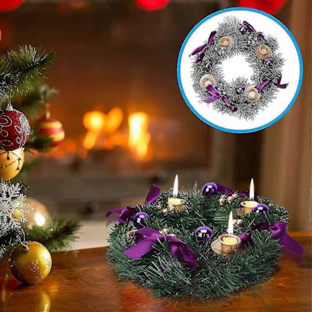 Joulukynttelikkö Seppele Kynttilänjalka: Joulukoriste 4 Kynttilänjalalla Joulupöydän Mantelikoristeet Käpyjä Kolminkertainen Kynttelikkö Fo