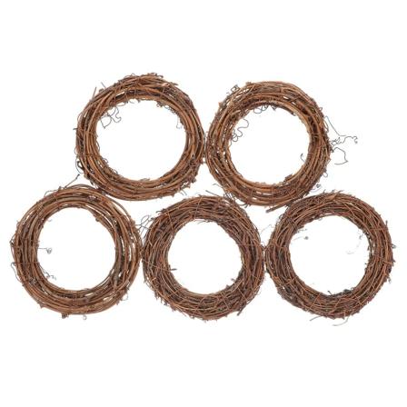 5 stk Julekrybbe Håndverk Dekorativ Krans Ring Kranslaging Hoop Vine Gren Krans Brun 12X12X2CM Brown 12X12X2CM