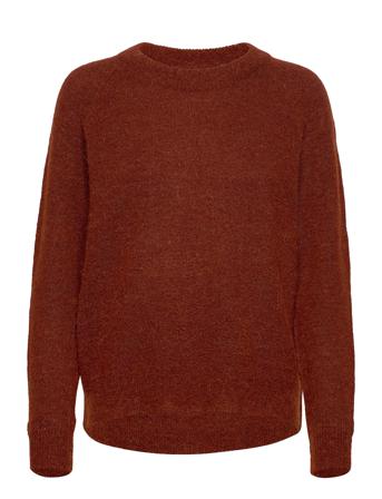 Slflulu Ls Knit O-Neck Pulllover Röd Selected Femme