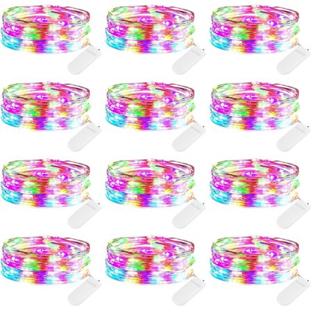 12 LED-lysstreng med batteridrift - 2 meter, 20 LED, vanntett sølvtråd, ildflue, stjerne, månelys