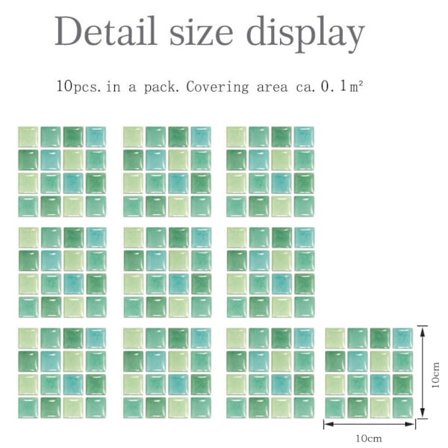 3D mosaik fliser mursten klistermærker tapet badeværelse vægdekoration Grøn