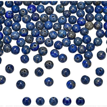 100 kpl Luonnon Lapis Lazuli pyöreitä helmiä, säikeitä 6mm, reikä: 1mm