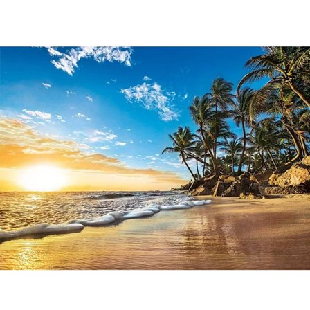 5D rund diamant full diamant stor diamant landskap strand diamant broderi korsstygn kit duk vägg heminredning 16x12 tum