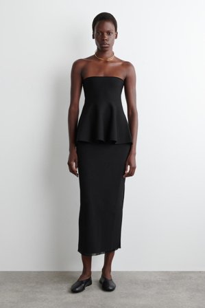 COS Dzianinowa Bluzka Bez Ramiączek Z Baskinką in Czarny