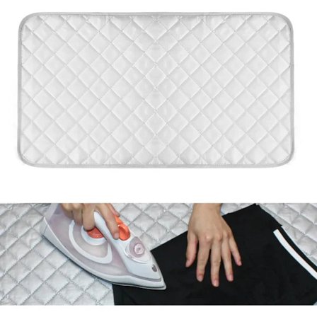 /EA/Strygemåtte til Bord - Lille Rejsestrygebræt - 48 x 85 cm - Bærbar og Foldbar Strygeplade - Varmebestandig Bomuld - til Dampstrygning på th
