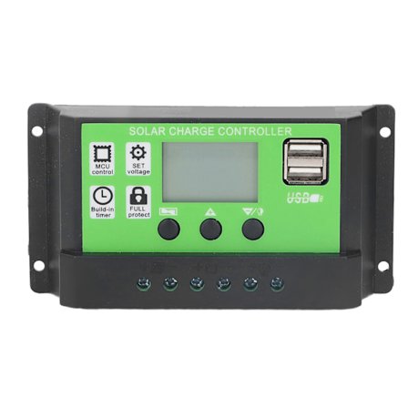 Justerbar solcelleopladningsregulator Intelligent batteriregulator med LCD-display 12V 24V 10A