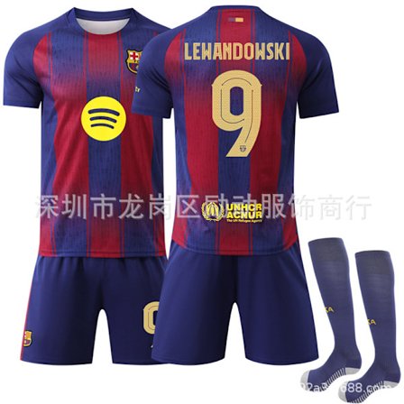 Barcelona Champions League Fodboldtrøjesæt Lewandowski Størrelse 9