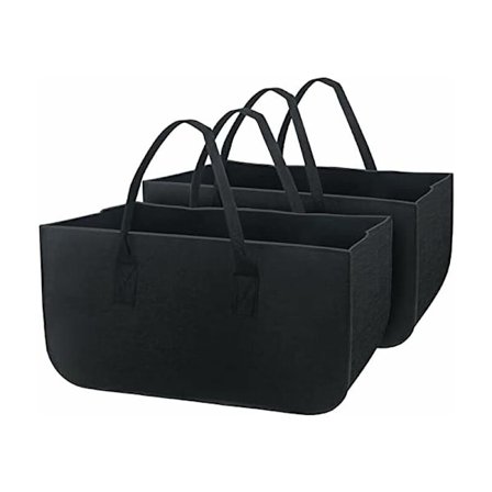 Innendørs vedkurv i filt, oppbevaringskurv i filt med håndtak, stor gjenbrukbar sammenleggbar filtpose, bæreveske for