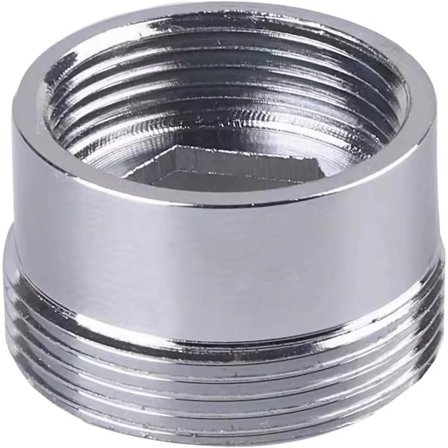 Hanaliitin, M18 sisäkierre - M22 ulkokierre hanan ilmastimen adapteri, sopii ilmastimen liittämiseen keittiöhanaan (M18-M22)