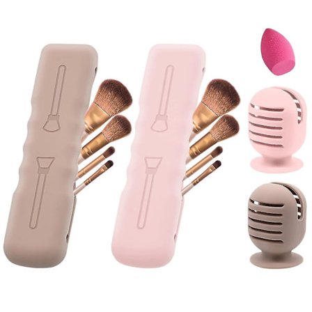 4pack Makeup Brush Svamphållare, Silikon Makeup Brush Bag