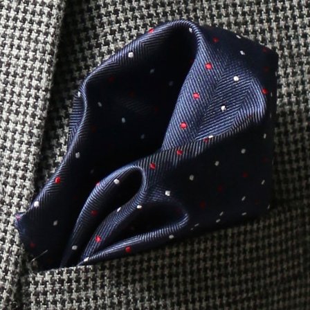 Pochette de costume bleu foncé à pois pour hommes - Pochettes de costume à motifs