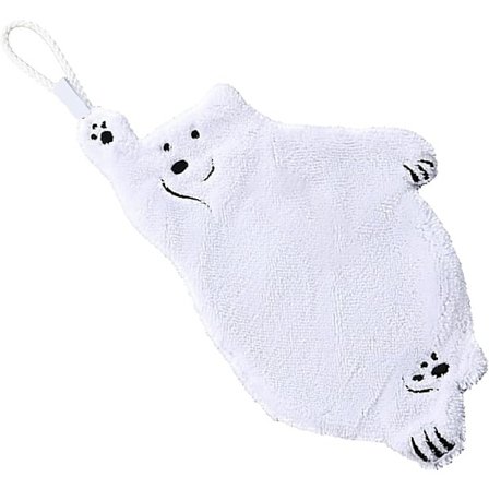 (Hvid isbjørn) Sød hængende håndklæde, loop tegneserie ansigt håndklæde, blødt køkkenhåndklæde